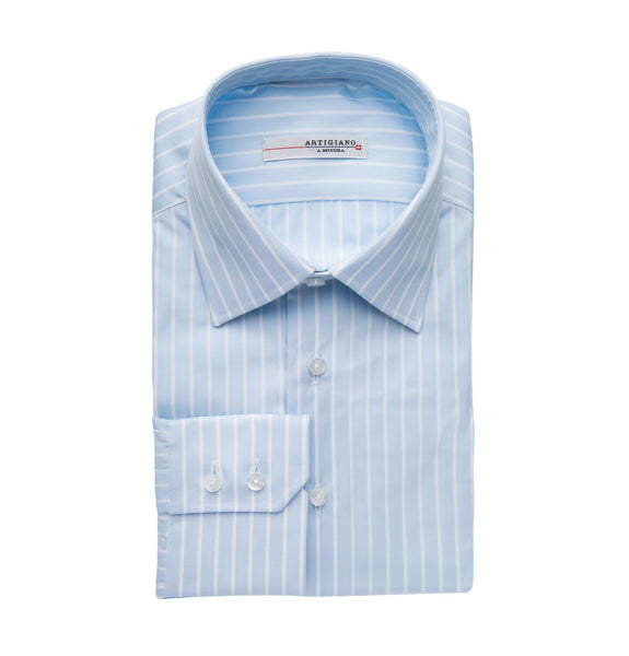 Artigiano Orbe Blue Stripe Shirt Image Folded