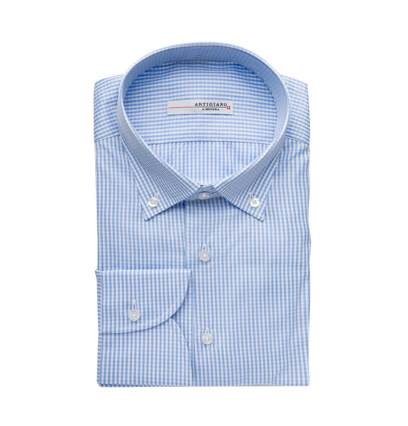 Artigiano Simme Blue Check Shirt Image Folded