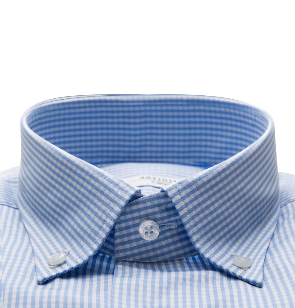 Artigiano Simme Blue Check Shirt Collar