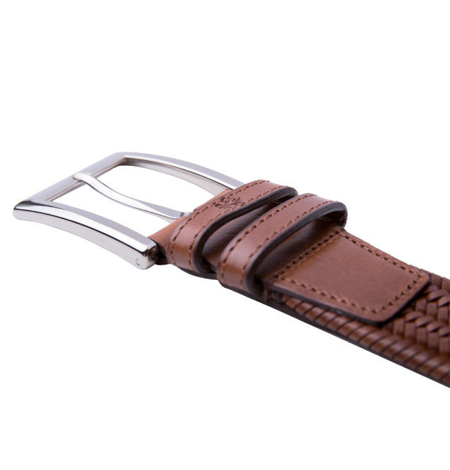 Van Laack brown woven buckle