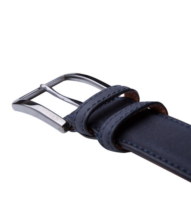 Van Laack navy leather belt buckle