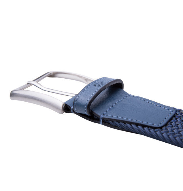 Van Laack navy woven belt buckle