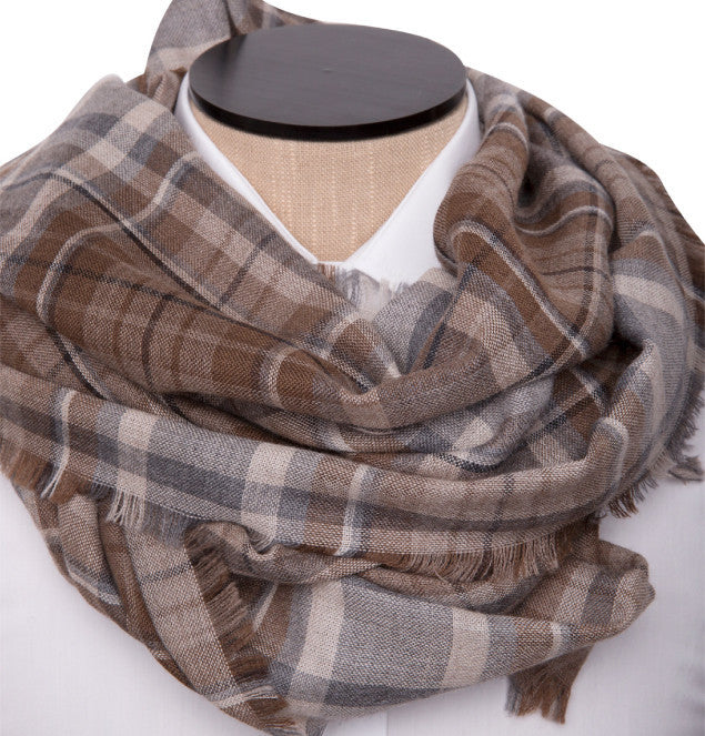 Cavour & Cobs Brown Check Scarf