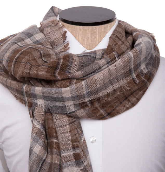 Cavour & Cobs Brown Check Scarf