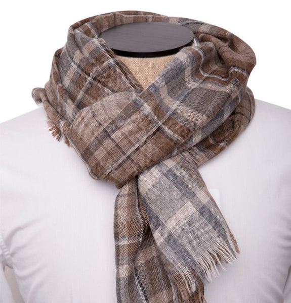 Cavour & Cobs Brown Check Scarf