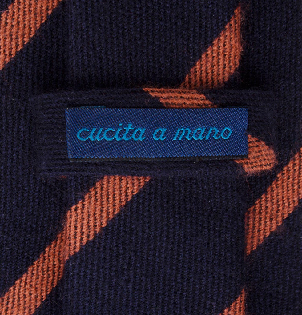Cavour & Cobs Alta Tie Featured Fabric in Midnight Blue Cashmere Striped