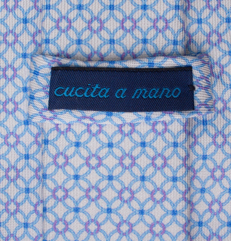 Cavour & Cobs Sasso Tie Featured Fabric in Blue Silk Print 