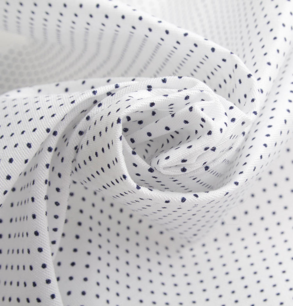 NYMB Heights Shirt Fabric in Navy Polka Dots