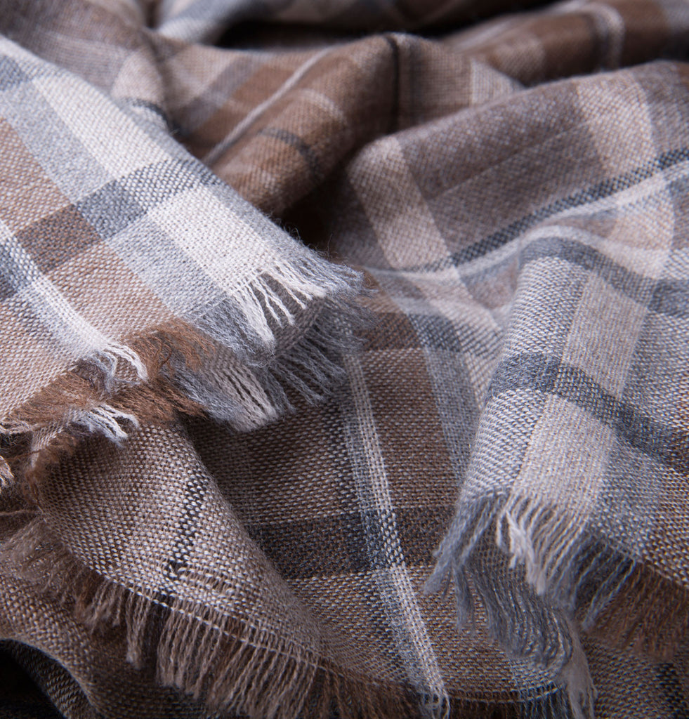 Cavour & Cobs Brown Check Summer Scarf Fabric