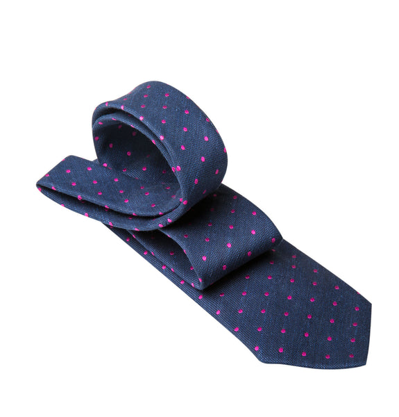 Hot Pink Polka Silk Tie