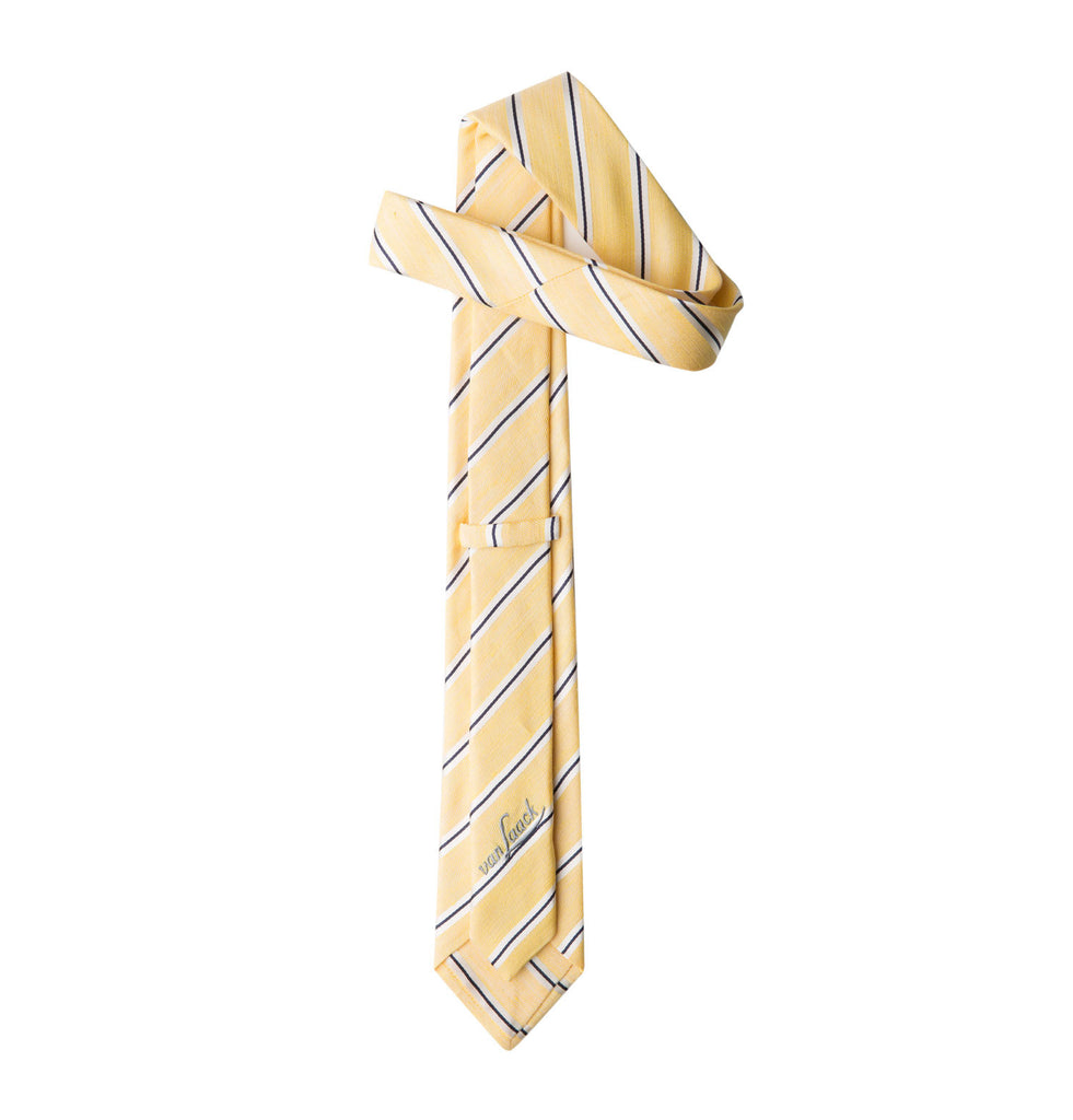 Yellow & White Raw Silk Stripe Tie
