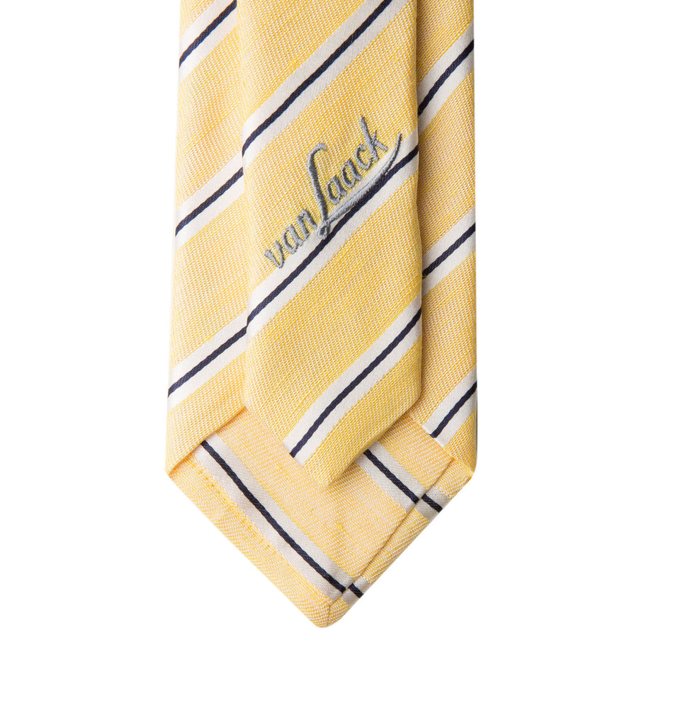 Yellow & White Raw Silk Stripe Tie
