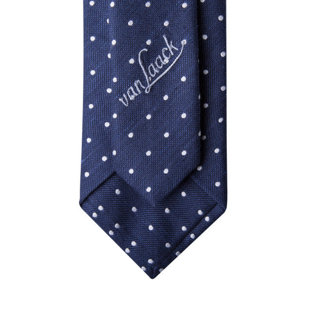 Navy Polka Dot Silk Tie